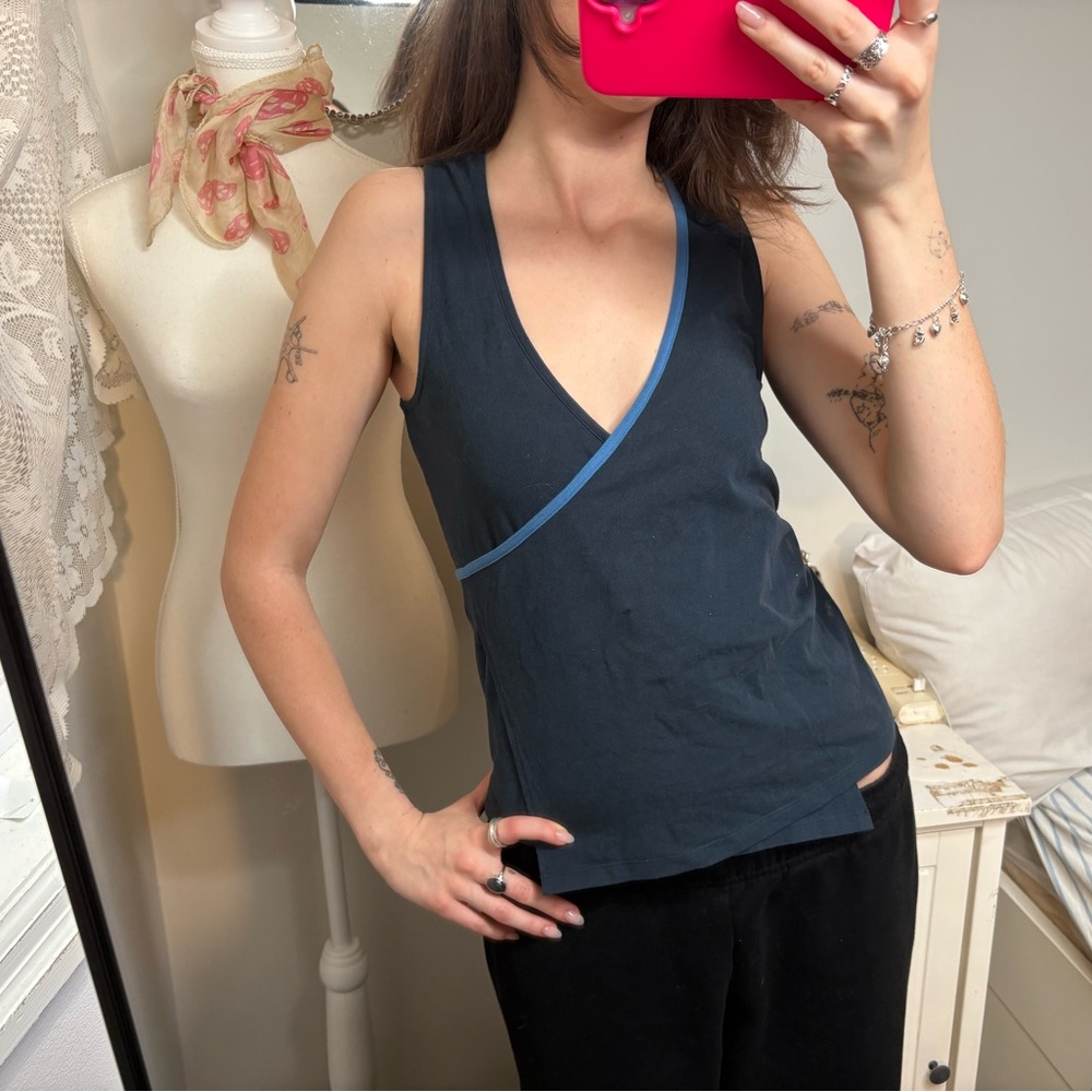 Paloma Wool Dark Blue Wrap Top